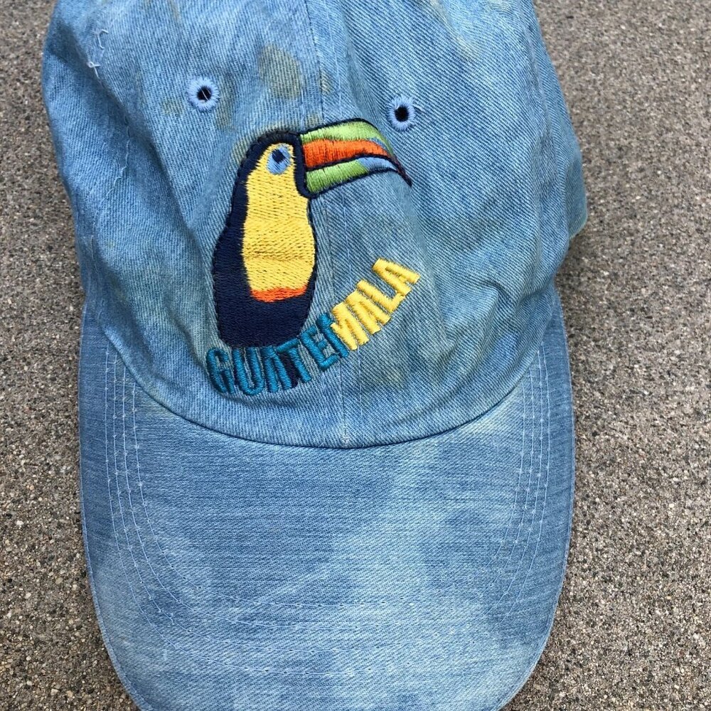 Vintage NINA CAPS Guatemala Parrot Toucan Hat Men's Blue Adjustable Cap - Picture 5 of 6